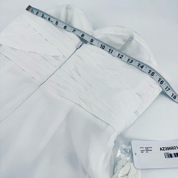 NWT AZAZIE Verde Sweetheart Strapless Flowy Layered Chiffon Bridal/Wedding Dress - Picture 4 of 14